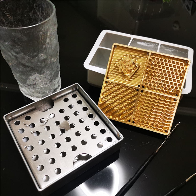 Brass Rose & Honeycomb Ice Stamp Plate